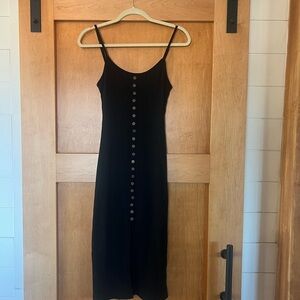 Pink Lily Black Midi Dress with Button Detail